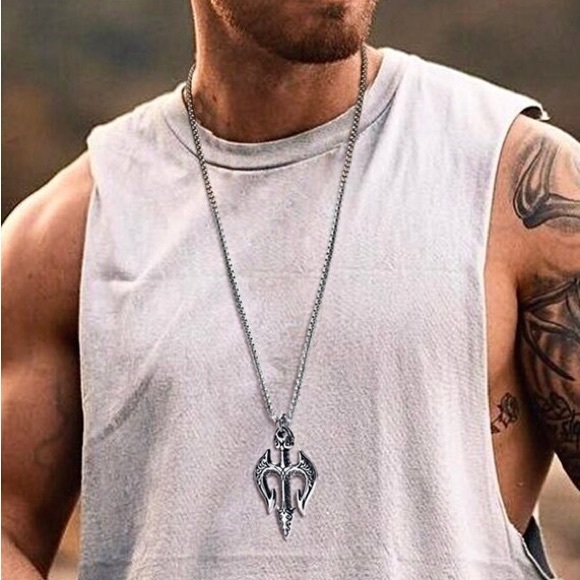 Neptunes Trident Pendant for Men, Trident of Shiva - Picture 1 of 4